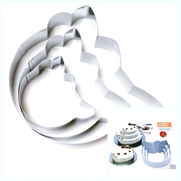 Формы для выпечки стальные Набор 3 шт | Китти (100, 150, 200 мм, высота 45 мм)