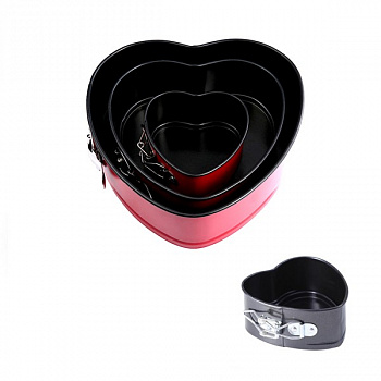 Форма для выпечки металлическая разъёмная антипригарная | Сердца Набор: 20-28 см, высота 5.5 см