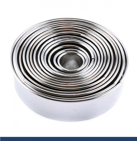 Вырубки Набор 11 шт Кольца ∅ 25-90 мм, h 30 мм, нержавеющая сталь, Tulip