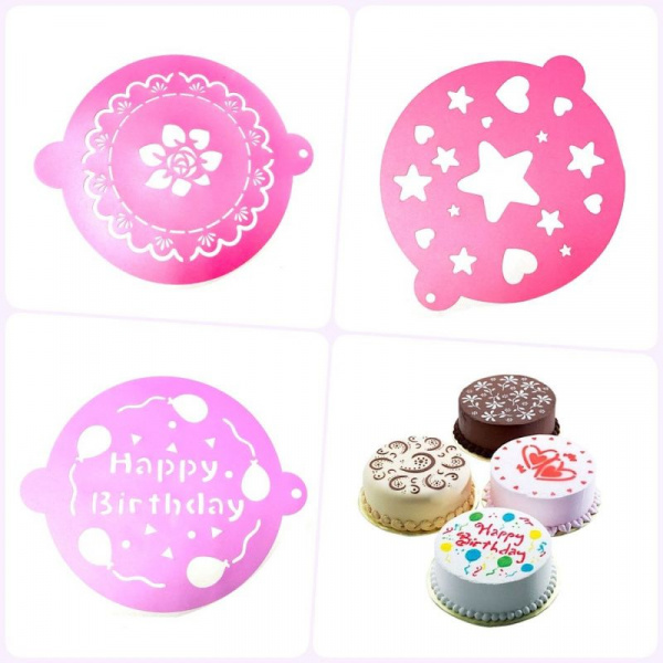 Трафареты для декора выпечки | Набор 3 шт (ДР)