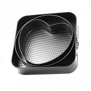 Форма для выпечки металлическая разъёмная антипригарная | Комбо набор 3 шт: 26*26 см, высота 5.5 см