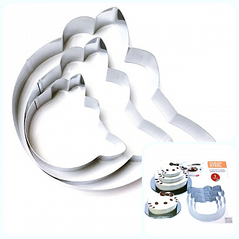 Формы для выпечки стальные Набор 3 шт | Китти (100, 150, 200 мм, высота 45 мм)